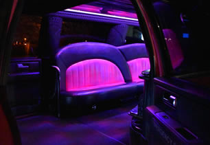 Passenger door on pink limousine