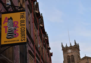 The Old Courts art centre and All Saints Church, Wigan