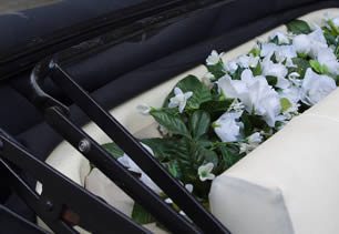 Flowers in wedding car