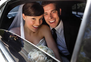 Passengers in wedding car in Wigan