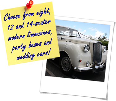 Sticky note with images of wedding cars