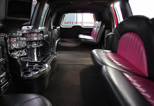 Drinks/bar area inside limo