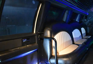 Tux limo passenger doors and leather seating
